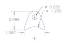 4130 1/8" THK, 1/4" HOLE, 1/2" HT, 1 1/4" TUBE RADIUS CHASSIS TAB - QTY 4